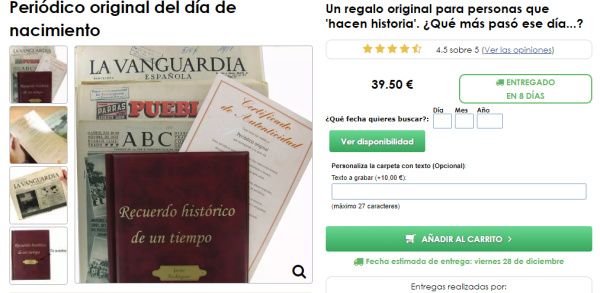periodico como regalo original